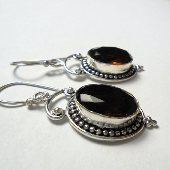 Vintage Earrings Smoky Quartz 925 Sterling Silver jewelry - Picture 6 of 7